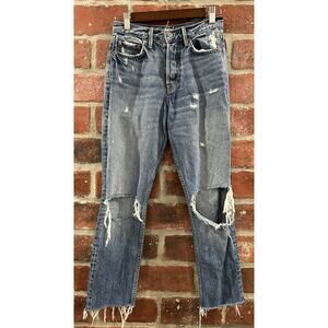 GRLFRND Karolina Ripped High Rise Jeans in Put A Spell On You Destroyed Size 24